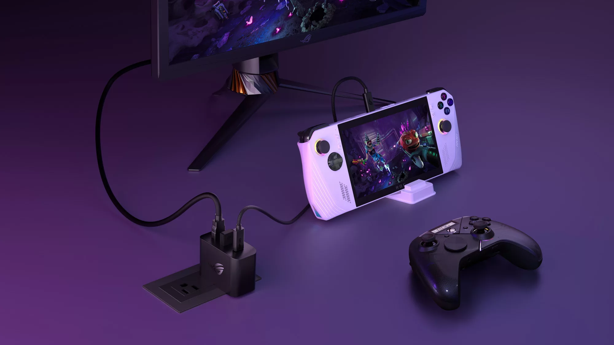 A Photo of the ROG Ally set-up